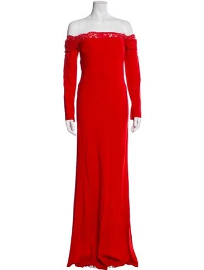 Pre-owned Alexander Mcqueen Off-the-shoulder Long Dress W/ Tags In Red