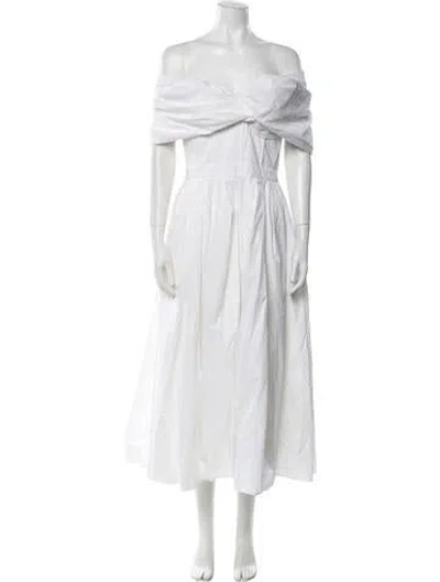 Pre-owned Alexander Mcqueen Off-the-shoulder Long Dress In White