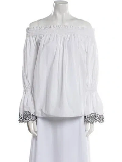 Pre-owned Alexander Mcqueen Off-the-shoulder Long Sleeve Blouse In White