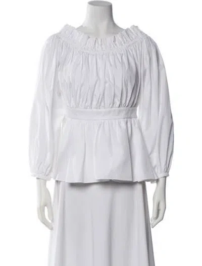 Pre-owned Alexander Mcqueen Off-the-shoulder Long Sleeve Blouse In White