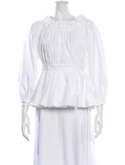 Pre-owned Alexander Mcqueen Off-the-shoulder Long Sleeve Blouse In White