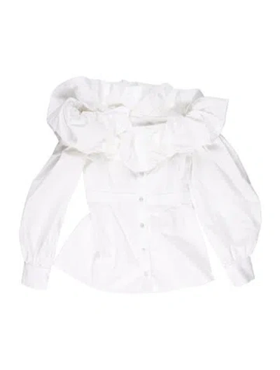Pre-owned Alexander Mcqueen Off-the-shoulder Long Sleeve Blouse In White