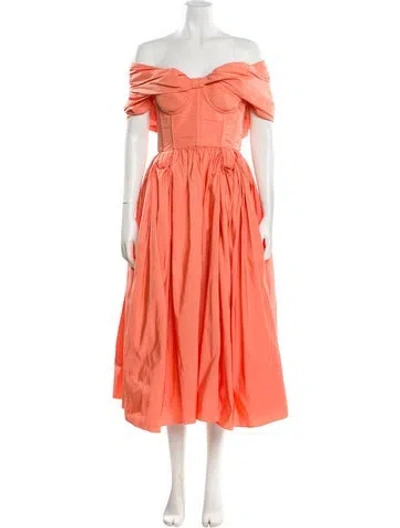 Pre-owned Alexander Mcqueen Off-the-shoulder Midi Length Dress In Orange