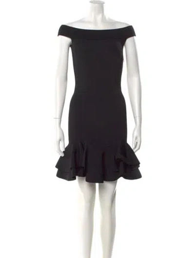 Pre-owned Alexander Mcqueen Off-the-shoulder Mini Dress In Black