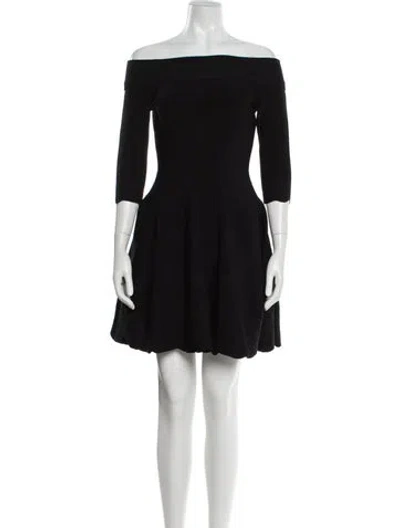 Pre-owned Alexander Mcqueen Off-the-shoulder Mini Dress In Black