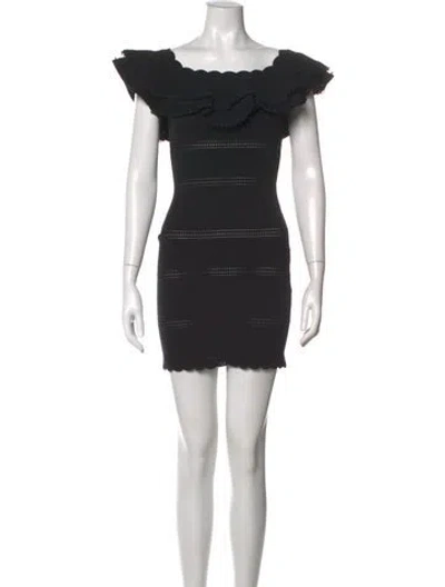 Pre-owned Alexander Mcqueen Off-the-shoulder Mini Dress In Black
