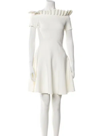 Pre-owned Alexander Mcqueen Off-the-shoulder Mini Dress In Neutral