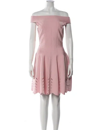 Pre-owned Alexander Mcqueen Off-the-shoulder Mini Dress In Pink