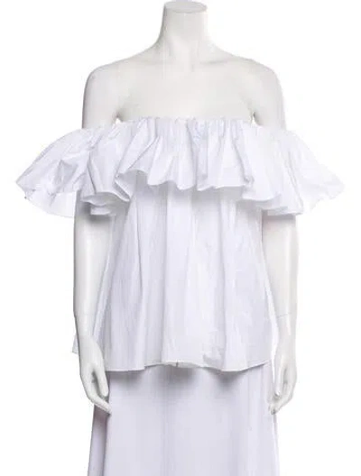 Pre-owned Alexander Mcqueen Off-the-shoulder Short Sleeve Blouse In White