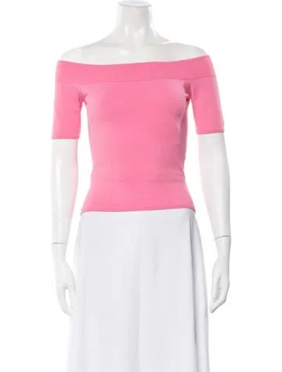 Pre-owned Alexander Mcqueen Off-the-shoulder Short Sleeve Top In Pink