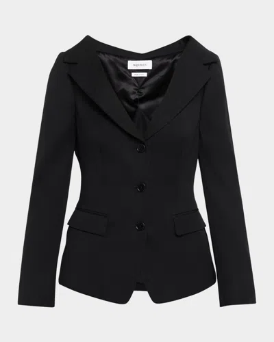 Alexander Mcqueen Off-the-shoulder Single-breasted Jacket In Transparent