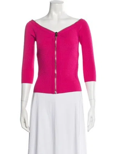 Pre-owned Alexander Mcqueen Off-the-shoulder Sweater In Pink