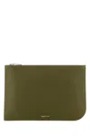 Alexander Mcqueen Olive Green Leather Large Sling Pouch In Green