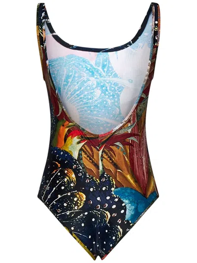 Alexander Mcqueen One-piece Printed Jersey Swimsuit In Multicolour