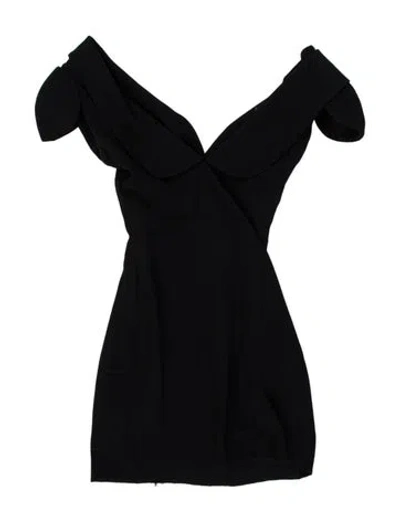 Pre-owned Alexander Mcqueen One-shoulder Mini Dress In Black