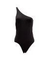 Alexander Mcqueen One-shoulder Polyamide Bodysuit In Black