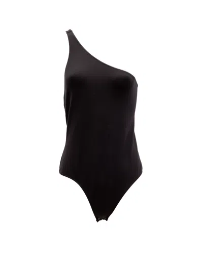 Alexander Mcqueen One-shoulder Polyamide Bodysuit In Black