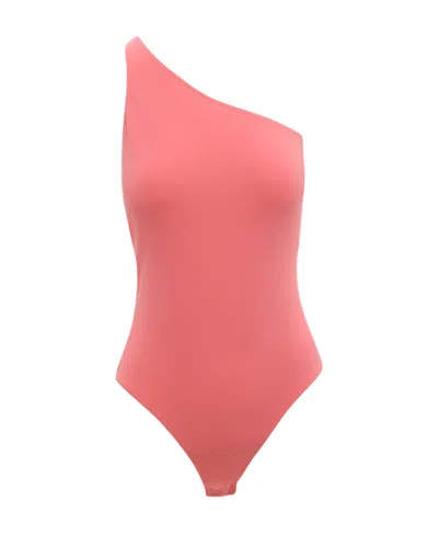Alexander Mcqueen Open-back Asymmetric Bodysuit In Pink
