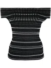 Alexander Mcqueen Open-knit Off-shoulder Top In Black