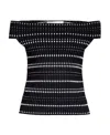 Alexander Mcqueen Open-knit Off-shoulder Top In Black