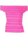 Alexander Mcqueen Open-knit Off-shoulder Top In Pink