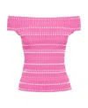 Alexander Mcqueen Open-knit Off-shoulder Top In Pink