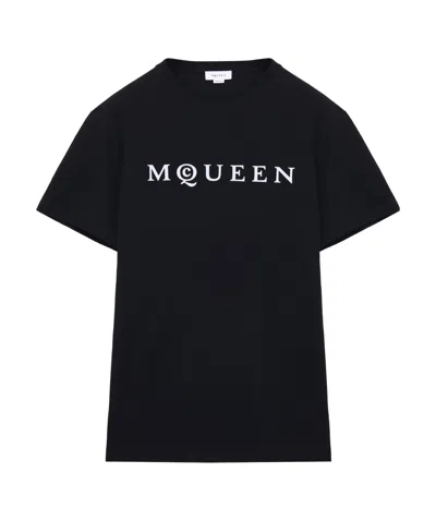ALEXANDER MCQUEEN ALEXANDER MCQUEEN FLOCKED-LOGO CREWNECK T-SHIRT