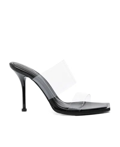 ALEXANDER MCQUEEN OPEN-TOE LEATHER 100MM MULES
