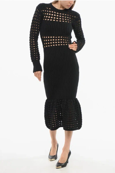 ALEXANDER MCQUEEN OPENWORK KNITTED TRUMPET DRESS