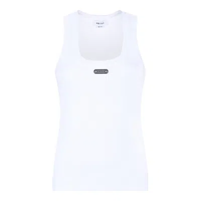 Alexander Mcqueen Optic White Cotton Blend Top In Multi