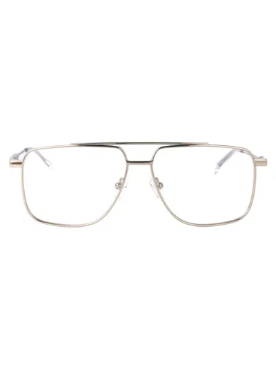 Alexander Mcqueen Silver Metal Optical Glasses In Metallic