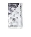 Alexander Mcqueen Orchid Classic Skull Silk Scarf In White