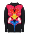 Alexander Mcqueen Orchid Intarsia Oversized Jumper In Black