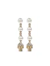 Alexander Mcqueen Skull And Pearl Earrings In Pale Gold Accessories In Silver