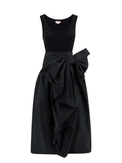 Alexander Mcqueen Bow-detail Midi Dress In Black