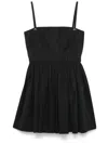 Alexander Mcqueen Mcqueen Pleated Cotton Poplin Fit & Flare Minidress In 1000 - Black