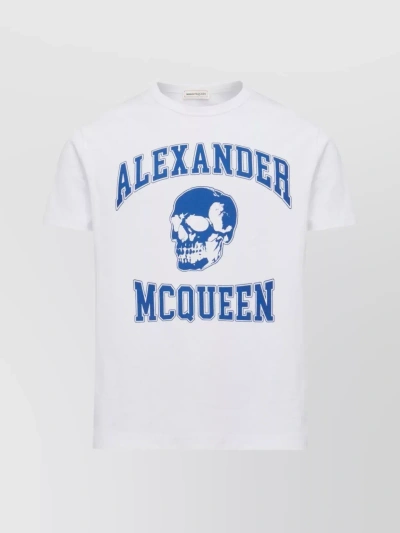 Alexander Mcqueen Organic Cotton Skull Graphic T-shirt In Blue