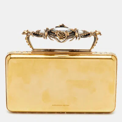 Pre-owned Alexander Mcqueen Ottone Jewelled Gold Metal Clutch