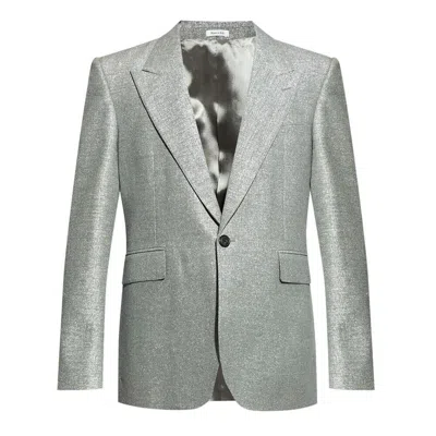 Alexander Mcqueen Single-breasted Blazer In Grey