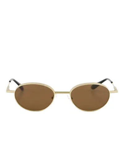 Alexander Mcqueen Oval-frame Metal Sunglasses In Brown