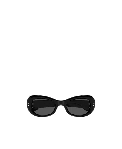 Alexander Mcqueen Oval-frame Sunglasses In Black