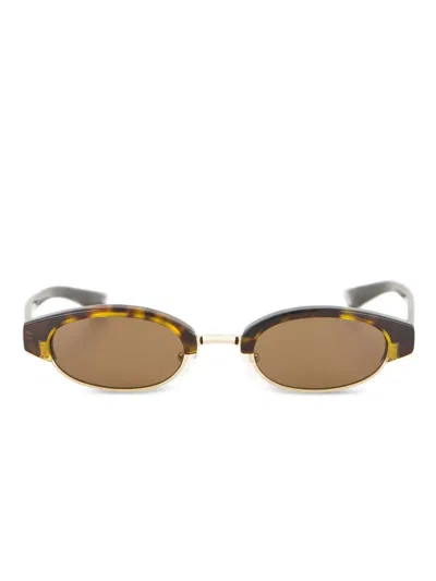 Alexander Mcqueen Oval-frame Sunglasses In Brown