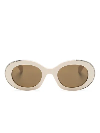 Alexander Mcqueen Oval-frame Sunglasses In Neutrals