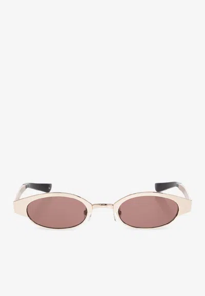 Alexander Mcqueen Oval-shaped Sunglasses In Gold