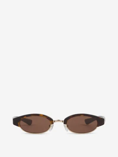 Alexander Mcqueen Oval Sunglasses In Brown