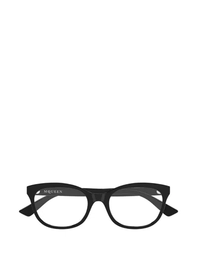 Alexander Mcqueen Oval-frame Glasses In Black