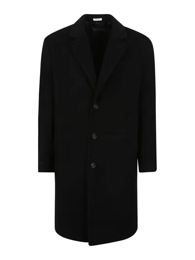 Alexander Mcqueen Single-breasted Wool Coat In Negro