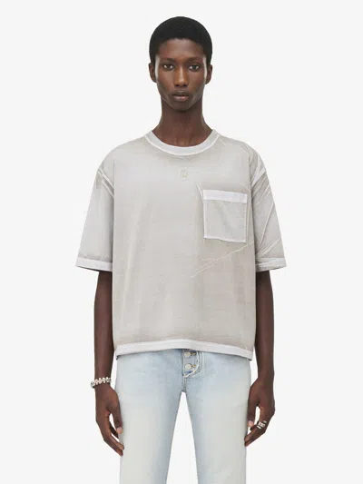 Alexander Mcqueen Overdyed Cropped T-shirt In Gray