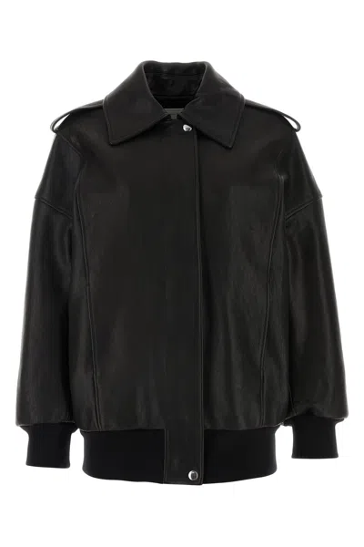 ALEXANDER MCQUEEN ALEXANDER MCQUEEN BLACK LEATHER OVERSIZE JACKET