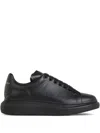 Alexander Mcqueen Oversize Leather Low-top Sneakers In Black
